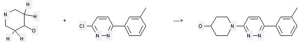 Pyridazine, 3-chloro-6-(3-methylphenyl)- can be used to produce 3-(4-hydroxypiperidino)-6-(m-tolyl)pyridazine by heating